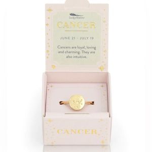 COVETED “LUCKY FEATHER” 14k Gold - Zodiac Cancer Ring (Adjustable)